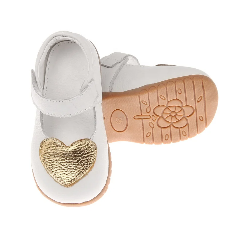 Adorable Girls sweet heart shape white mary jane shoes