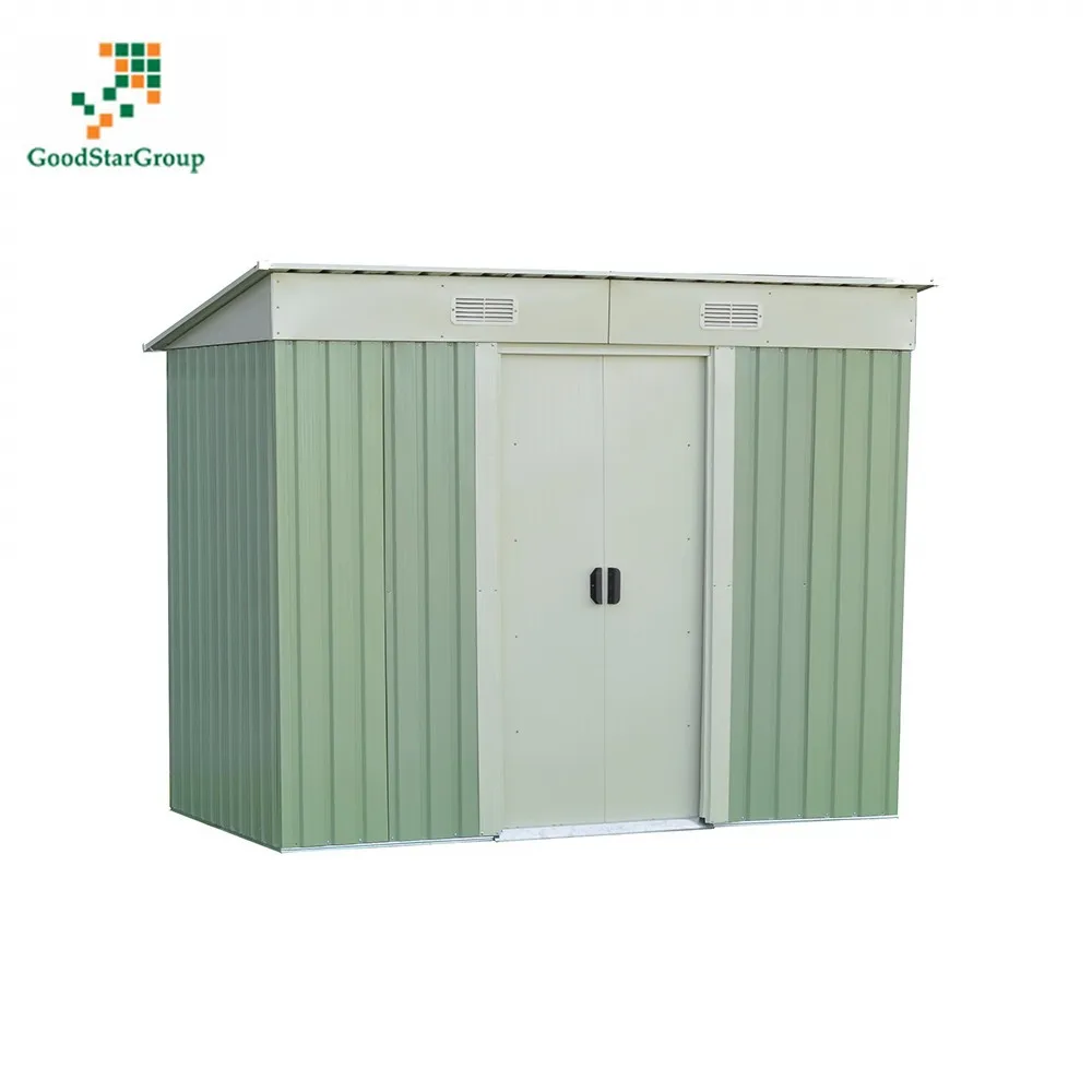 Garden shed, metal storage shed with flat roof or gable roof