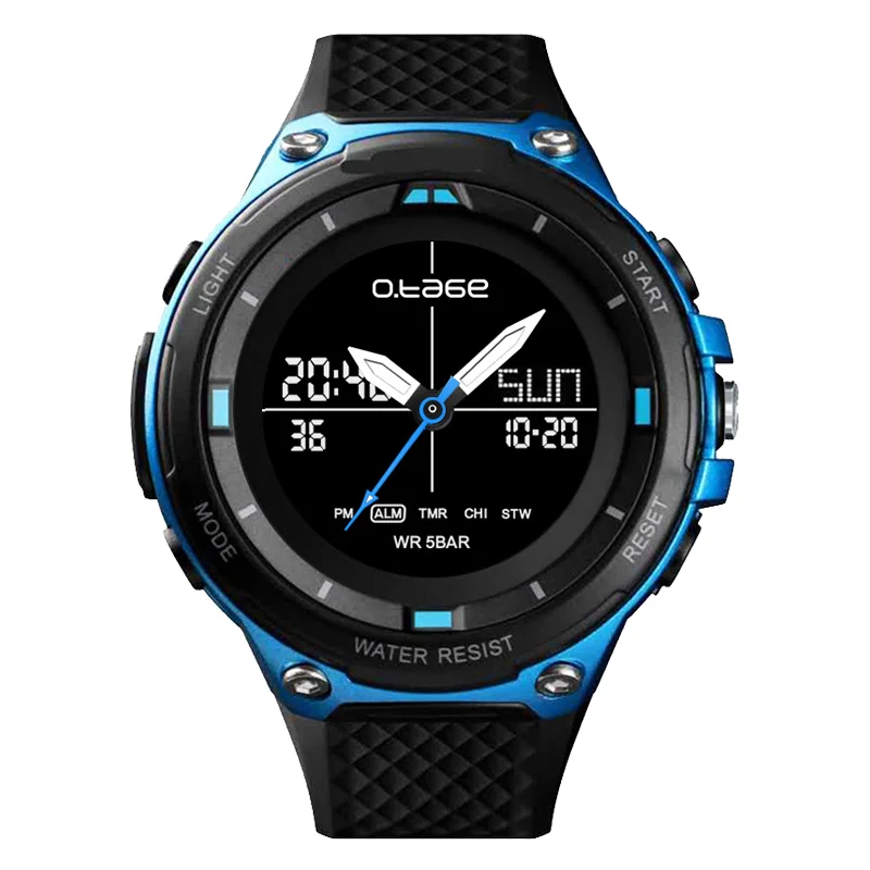 Waterproof surf watch military grade watch lcd display watch black