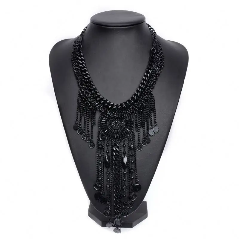 
Multi-Layers Filigree Flower Pendant Statements Chunkys Long Big Collar Necklace 