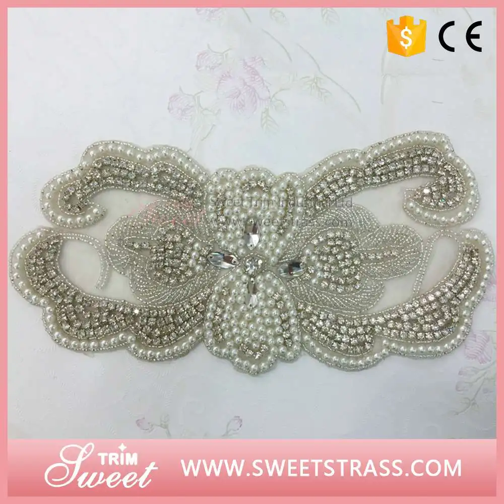 Factory wholesale pearl rhinestone embellishments for headbands