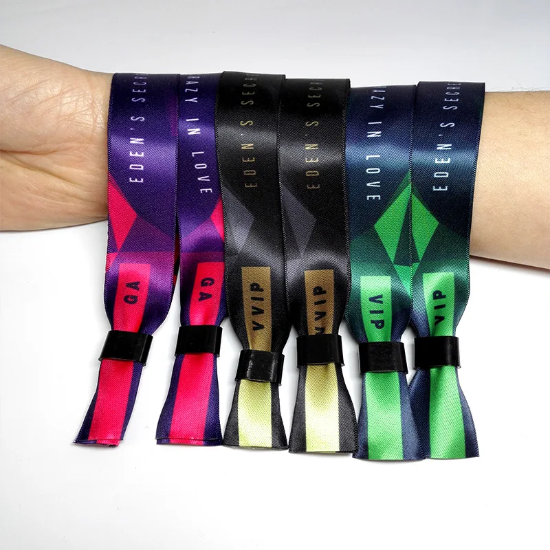 Customizable LOGO text graphics woven fabric holiday wrist band