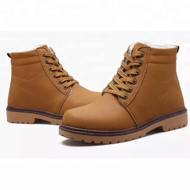 Мужские зимние кожаные ботильоны с хлопковой подкладкой