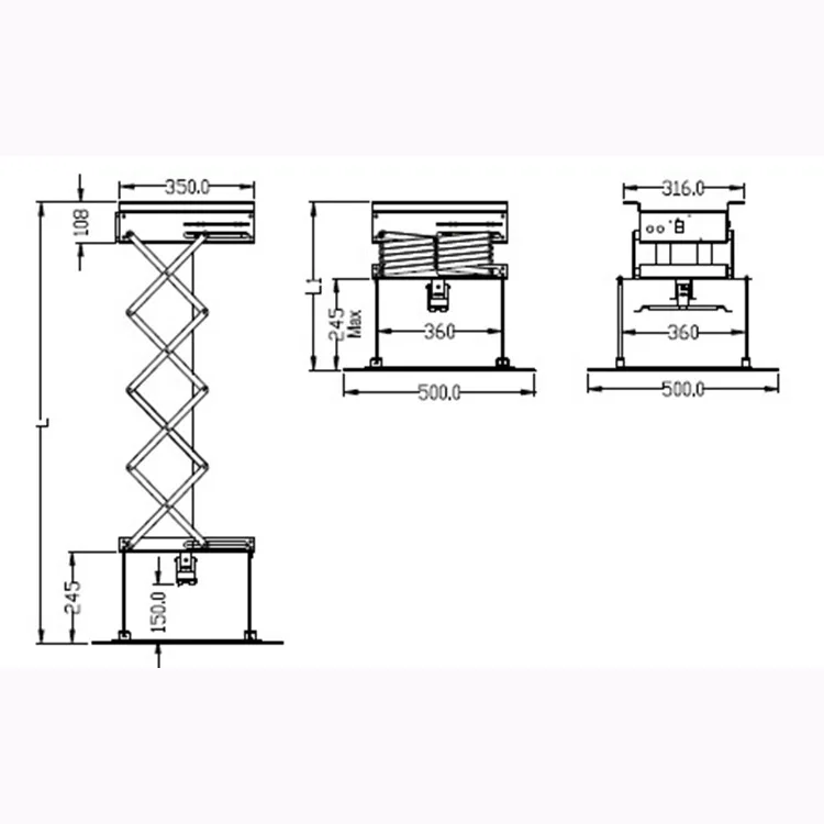 Моторизованный ножничный подъемник для проектора с универсальным держателем крепления