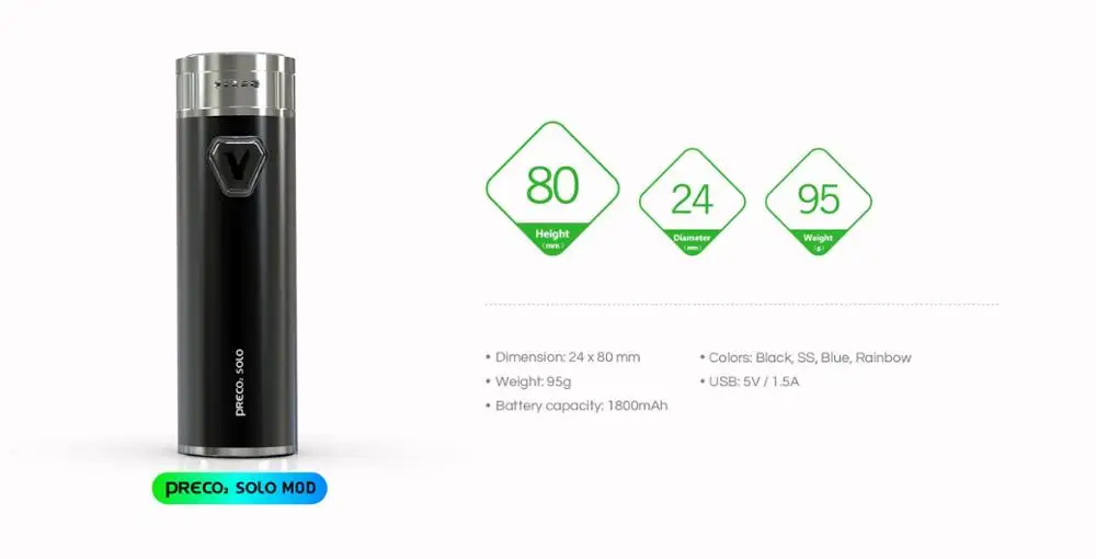 2019 newest products Preco Solo Kit starter kit automatically identify disposable tanks and adjust voltage and fired up mode