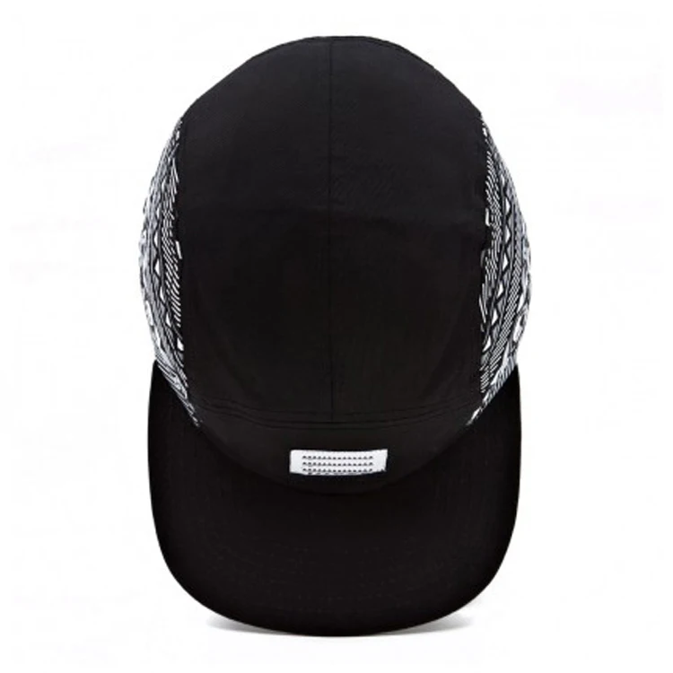 Black 5 panel hat custom your pattern 5 panel cap