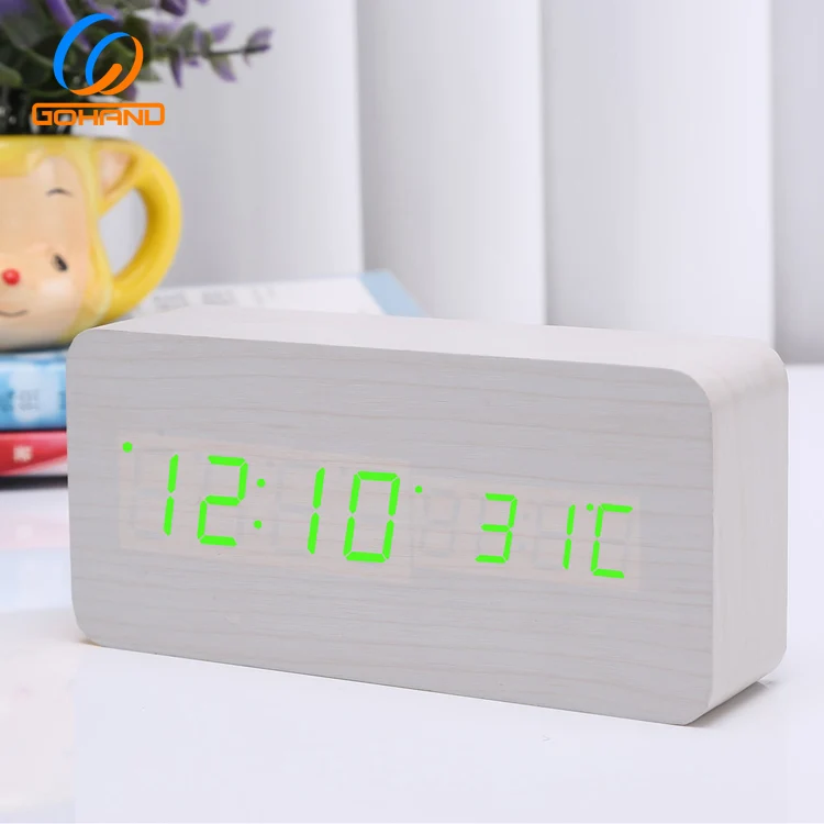 Multifunctional Digital Desktop Wooden LED Clock with Wooden Table Clock