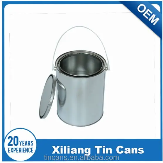 4 liter round tin paint can with lid and plastic handle, paint bucket china supplier