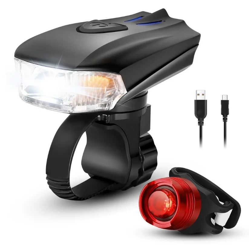 New bicycle smart headlights 300 lumens high-bright 6 stage waterproofbicycle light USB bicycle light front and rear