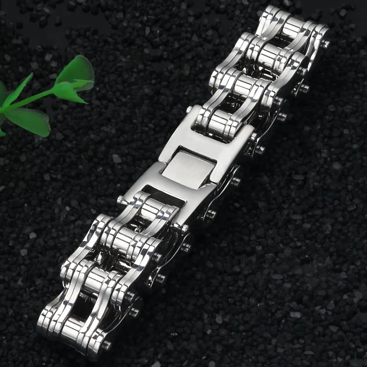 Titanium 316l stainless steel Cool silver motorcycle bike chain bracelet for men