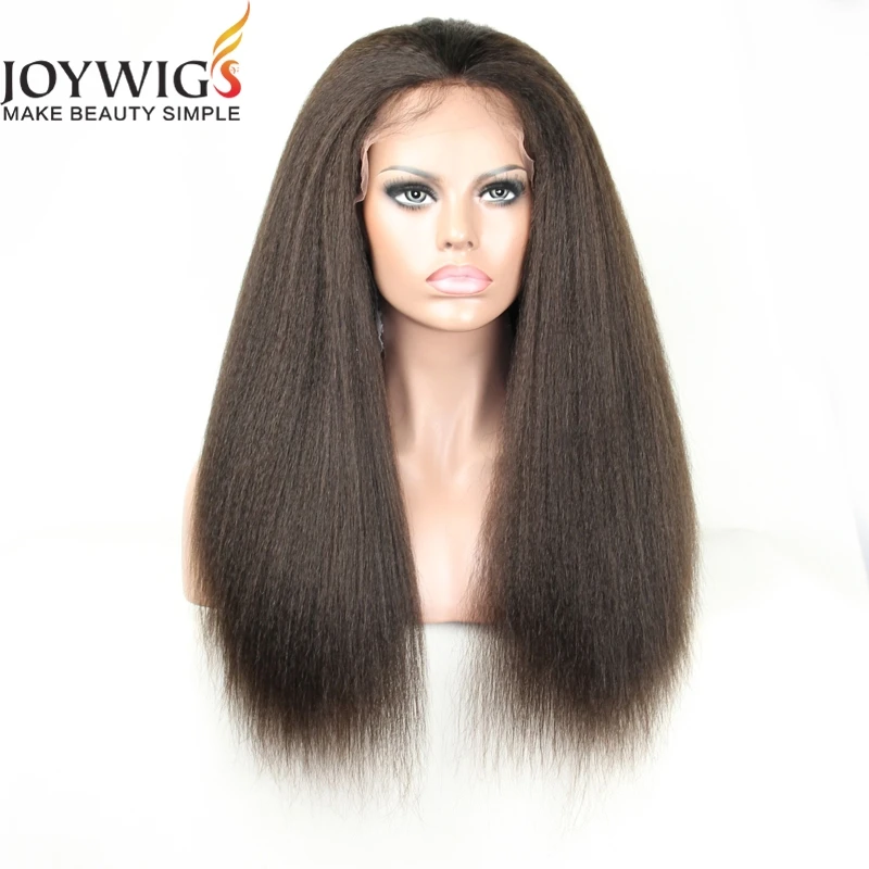 
Предварительно выщипанная линия волос yaki, прямые человеческие волосы, парик на шнуровке с шелковым верхом 