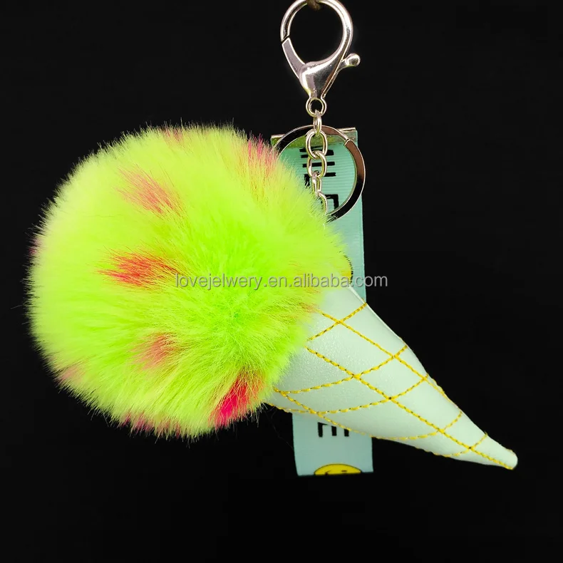 Модный брелок для ключей Yongze из искусственного меха в форме мороженого, пушистая Сумочка, брелок