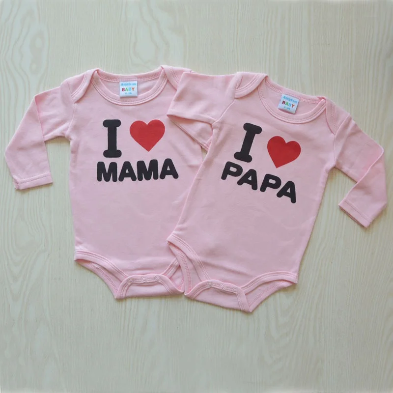 Baby bodysuits black onesies short sleeve i love papa mama baby 2 pcs set twins romper newborn clothing sets