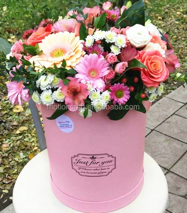 HOT!!Wholesale round flower box/flowers box round ribbon  flower boxes with custom logo printed