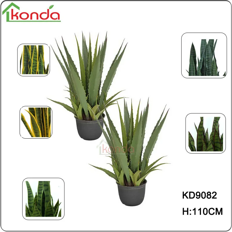 Silk Artificial dracaena sanderiana UV outdoor rated, fake agave indoor snake plant decoration green and yellow border