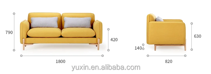 Yellow fabric sofa set modern style