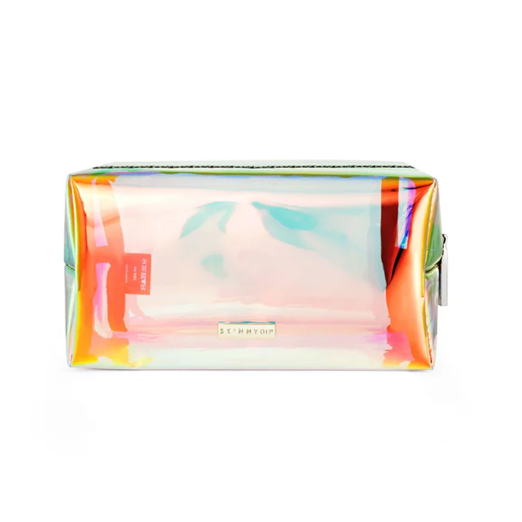 New women Fashion portable holographic laser colorful transparent PVC cosmetic bag