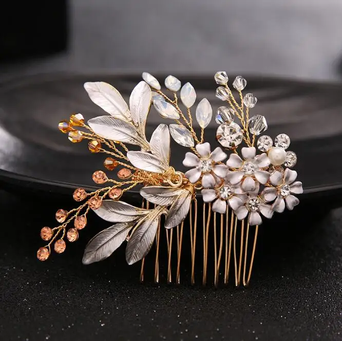 Wedding Accessories Hand-knitted Bridesmaid Hair Comb Headpiece Wedding Bridal Pearl Crystal Hair Comb