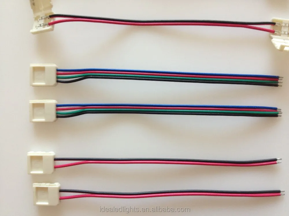 
High Quality 10mm 12mm No Soldering PCB board LED Flexible tape 4Pin LED Strip Connector For 5050 RGB Strip light 