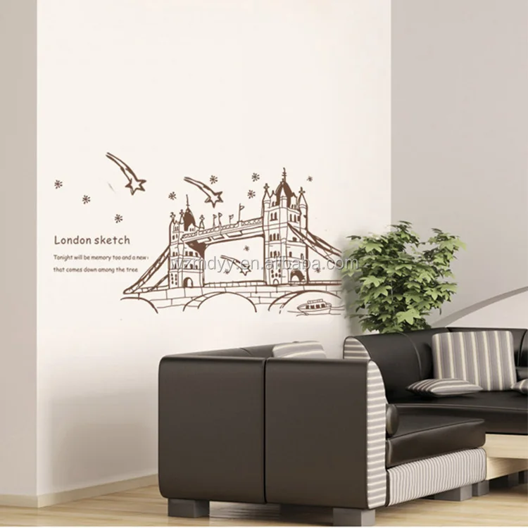 London bridge design home decoration wall sticker removable diy wall sticker