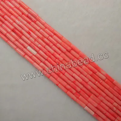 Jewelry making gemstone bead genuine pink tube coral beads