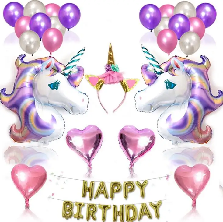 Wholesale Unicorn Balloons Birthday Party Supplies for Child Birthday Decorations Baby Shower Decorations Set