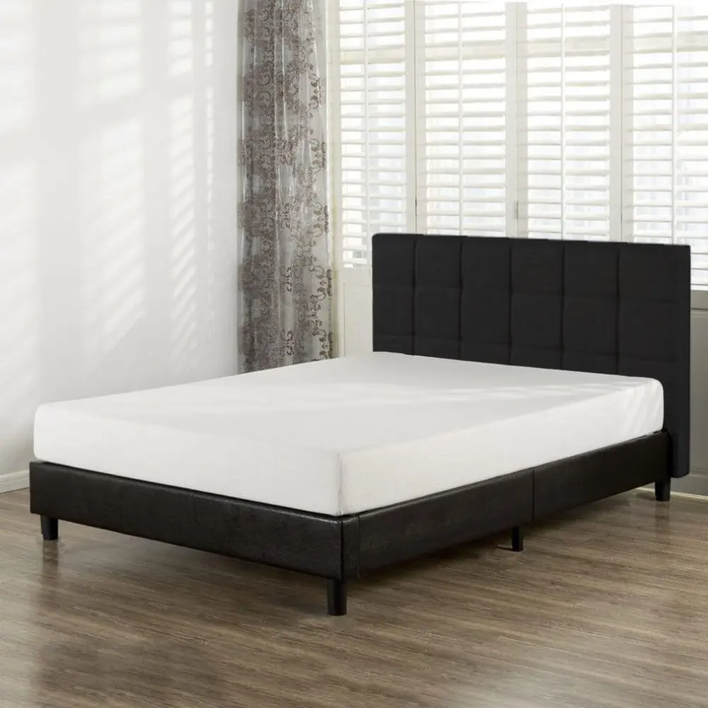 Новинка Королевский размер металлическая платформа из искусственной кожи рама для кровати с реглами мягкое изголовье