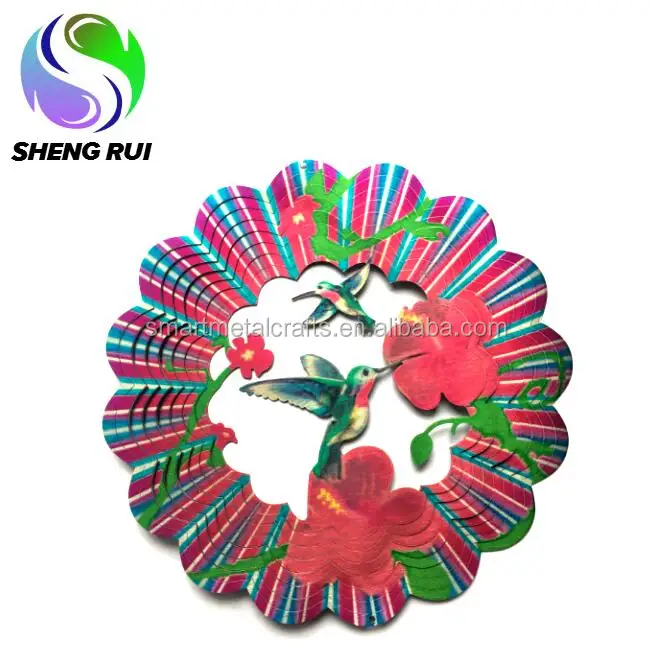 3D hummingbird wind spinner Metal garden decoration spiral wind spinner