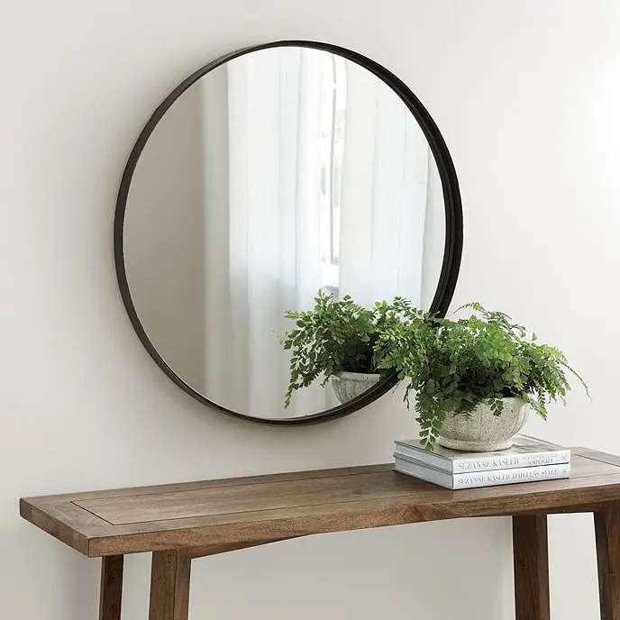 RH18007 frame mirror glass Rustic home decoration round wall mirror bedroom dressing mirror designs