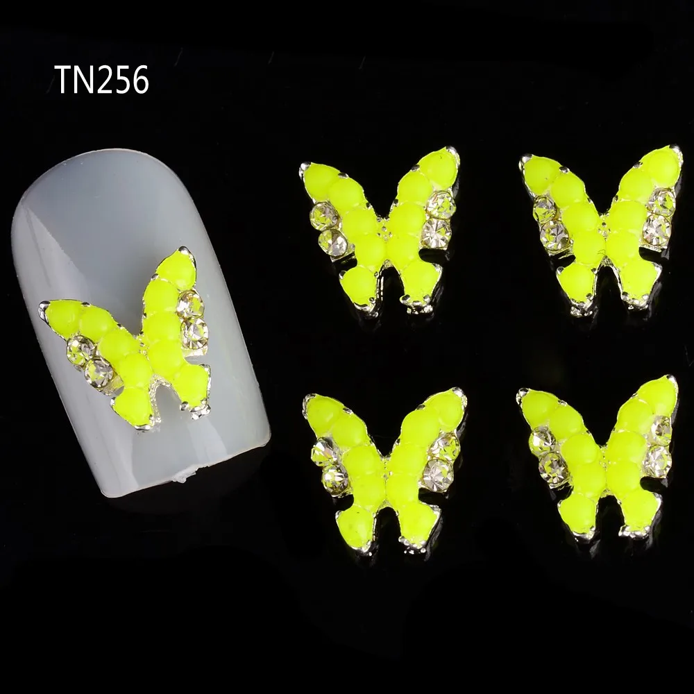 10pcs Glitter Butterfly Rhinestones 3d Nail Art Decorations Alloy Nail Sticker Charms Jewelry for Nail Gel