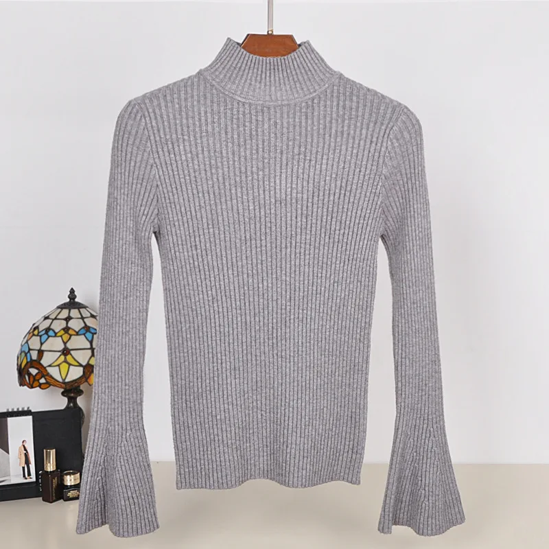 
or10705h Autumn winter pure color womans knit wear lady half collar pullover sweater 