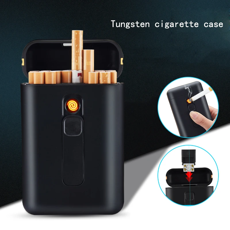 2019 china yanzhen factory new capacity 20pcs cigarette case with usb lighter wholesale logo customized cigarette box 9008