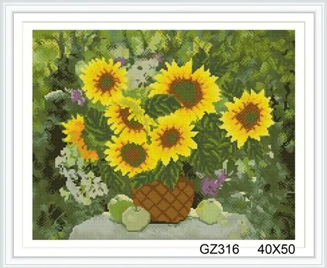 still life sunflower cristal diamond painting with wooden frame xinshixian paint boy brand GZ316
