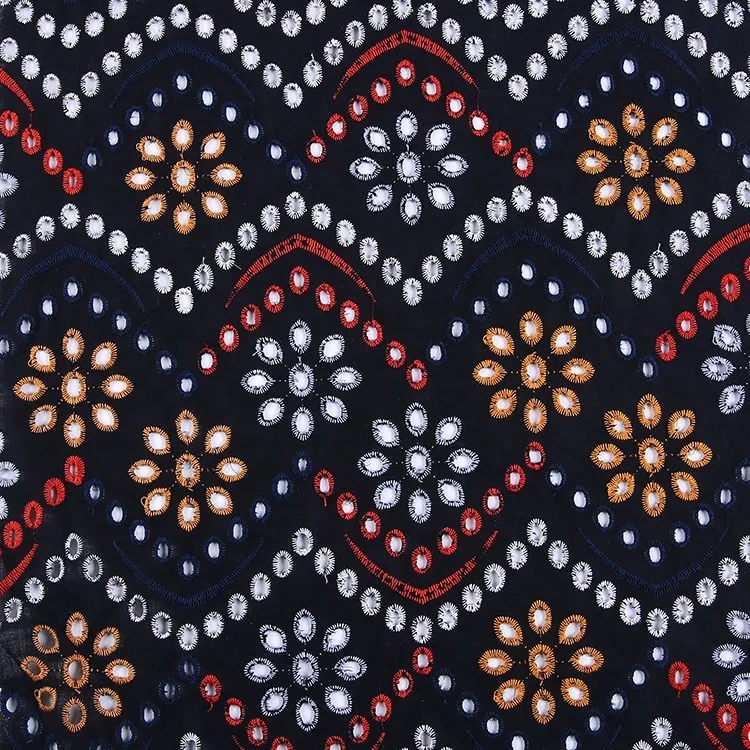 Фабричная дешевая оптовая продажа, хлопковая вуаль с зубчатыми ушками, сетчатая ткань с вышивкой, Модная трикотажная ткань с индивидуальным цветом, TUV