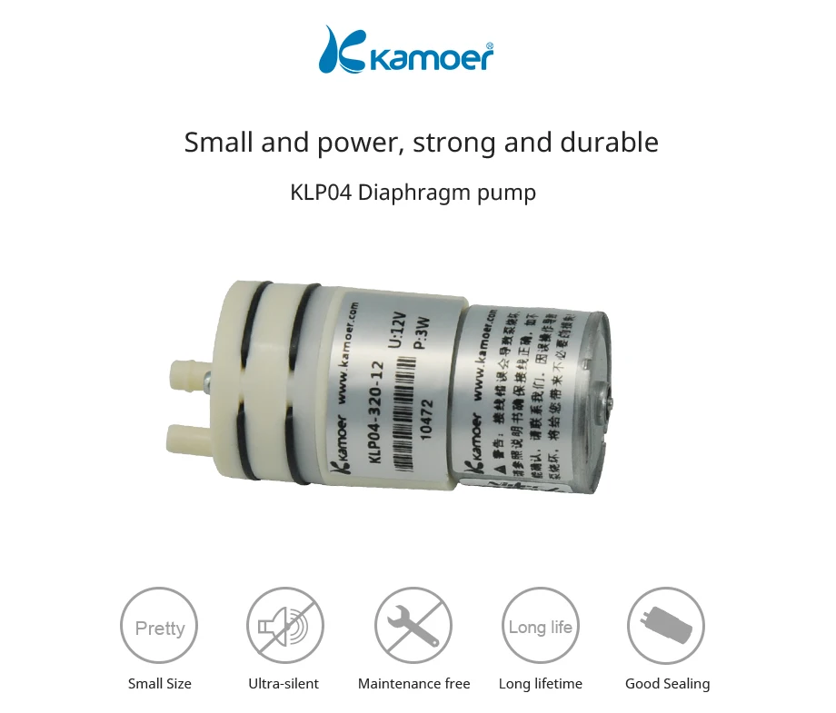 Kamoer KLP04 Mini 12V 24V oil free mini electric diaghram liquid water pump micro diaphragm pump with good prices