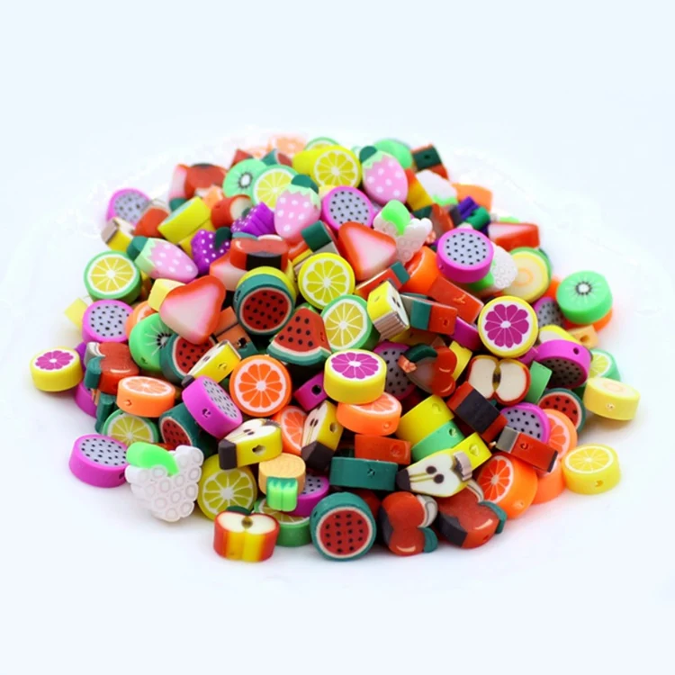 
custom made cartoon colorful diy polymer clay loose fruit beads for earring stud 