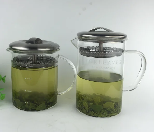 450ml Clear Stove Top Safe Glass Tea Maker Easy Simple Brew Loose Leaf Tea Pot Glass With Stainless Steel Press Mesh Filter Lid