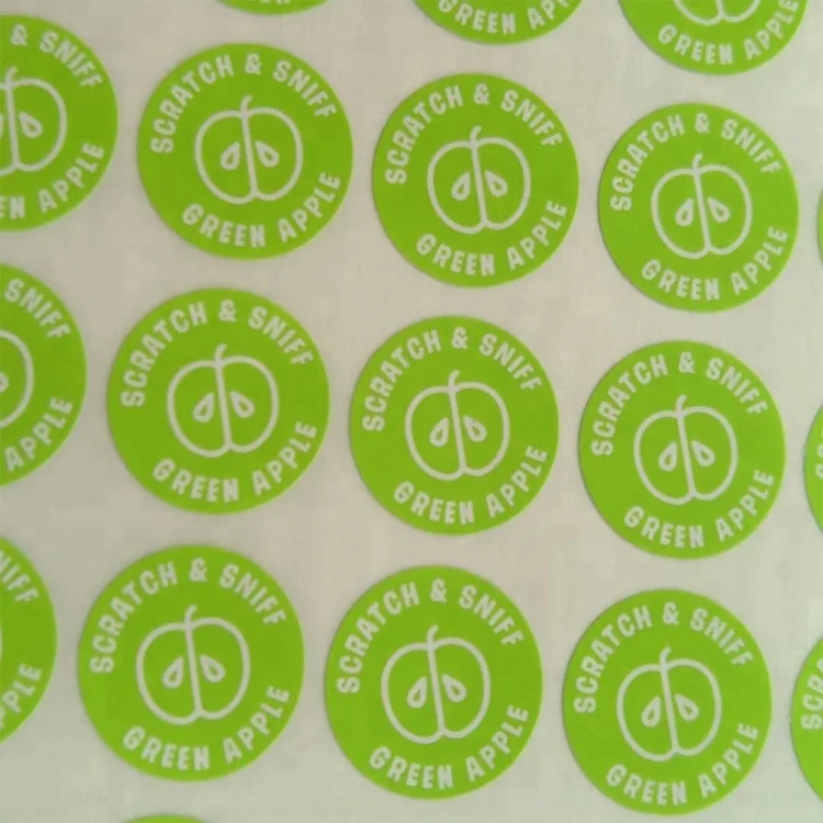 
Custom Long Lasting Fruit Scented Packaging Label Scent Printing Packing Scratch And Sniff Stickers 