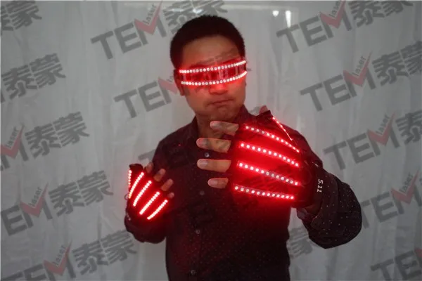 LED Glow Gloves Rave Light Flashing Finger Lighting Glow Mittens Magic Black luminous gloves Party supplies halloween