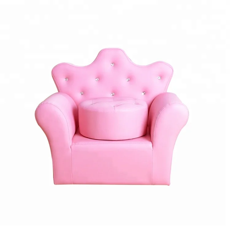 Crystal Crown Sofa with Ottoman Lovely Sofa Set for Girls