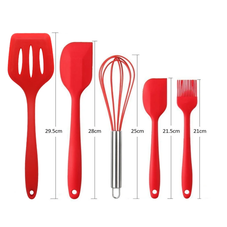 colorful festival silicone kitchenware non stick safe cooking tools spatula utensil set with turner spoon