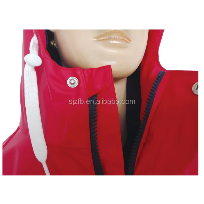 Simple Comfortable Red PU raincoat with vent hole and Logo