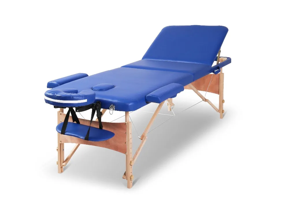
Lightweight 3-Section Wooden Portable Massage Table Bed with Free Carry Bag Built in Breathe Hole/Adjustable Hreadrest 