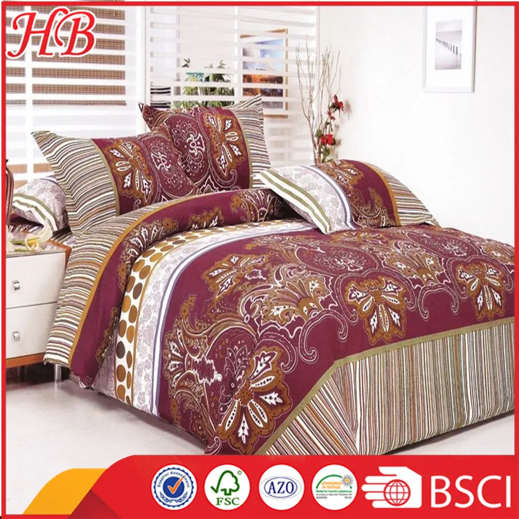 
China factory direct sale 4 pcs printing hotel bed set,100% polyester bed sheets made in china 