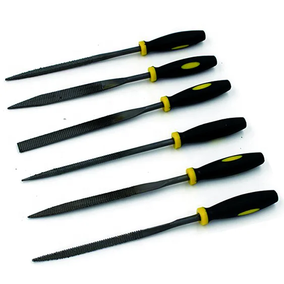 
Alloy Strength Steel Bastard Medium Smooth Metal Taper Hand Mini Needle Wood File with ABS TPR Handle Mini Wood Needle File Set 