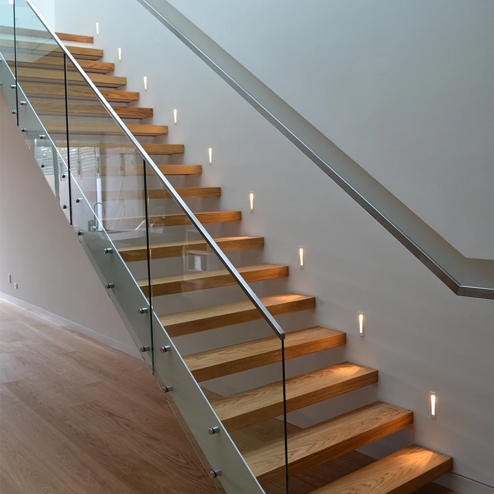 Prefab stairs floating steel wood stair case design