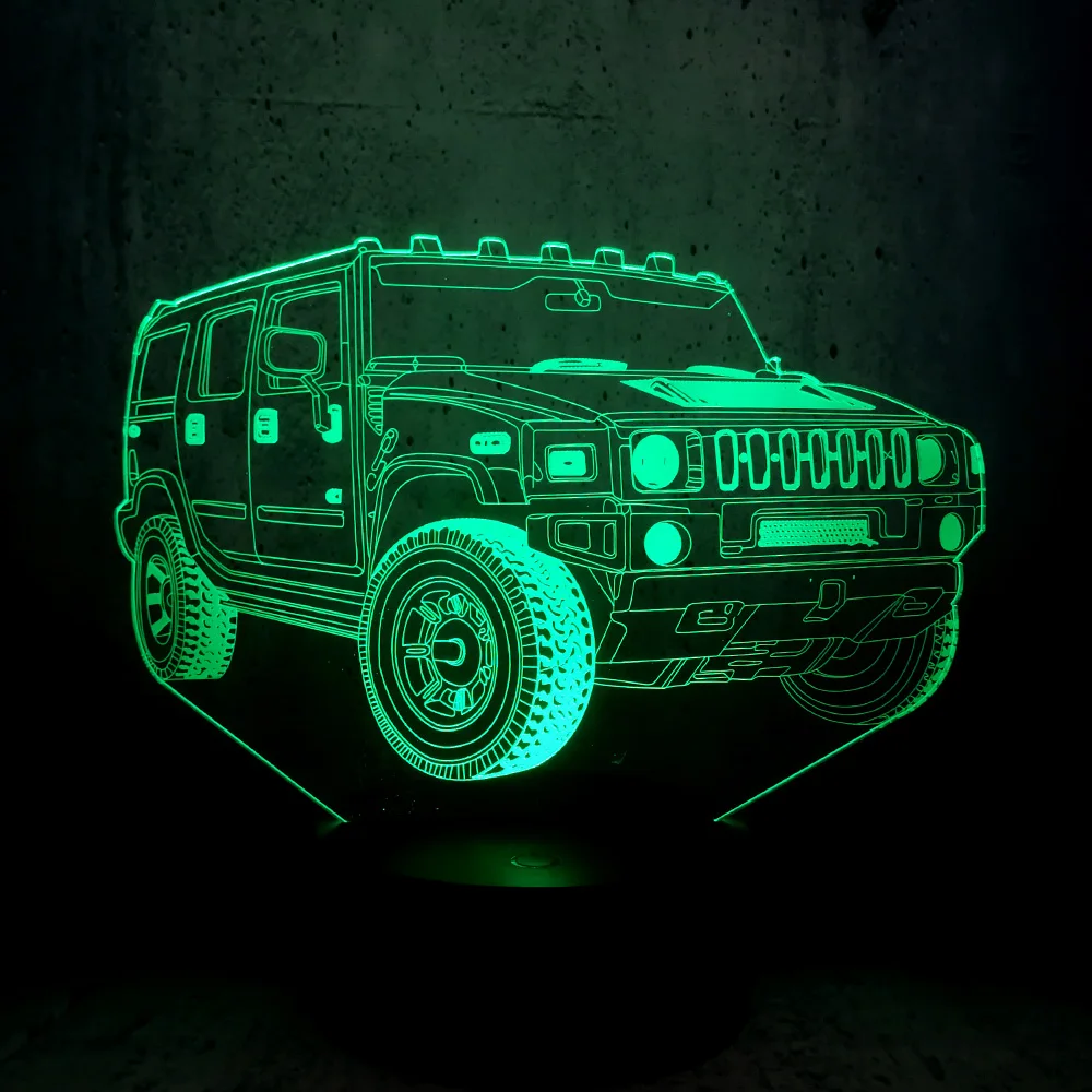 Hummer shape LED lamps 3D Illusion night light car fans gifts room decor desk exhibition table display boys moon lights