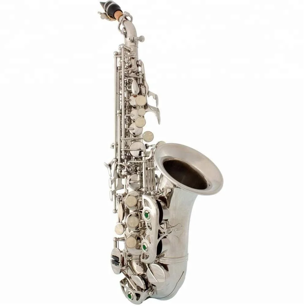 
Big Manufacturer Quality Silver/Nickel Curved Bb Soprano Saxophone 