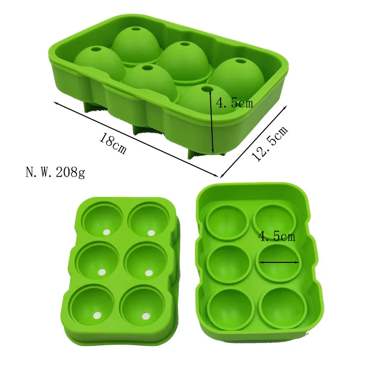 Оптовая продажа 6 ячеек силиконовая форма для изготовления шариков льда не содержит Бисфенол А