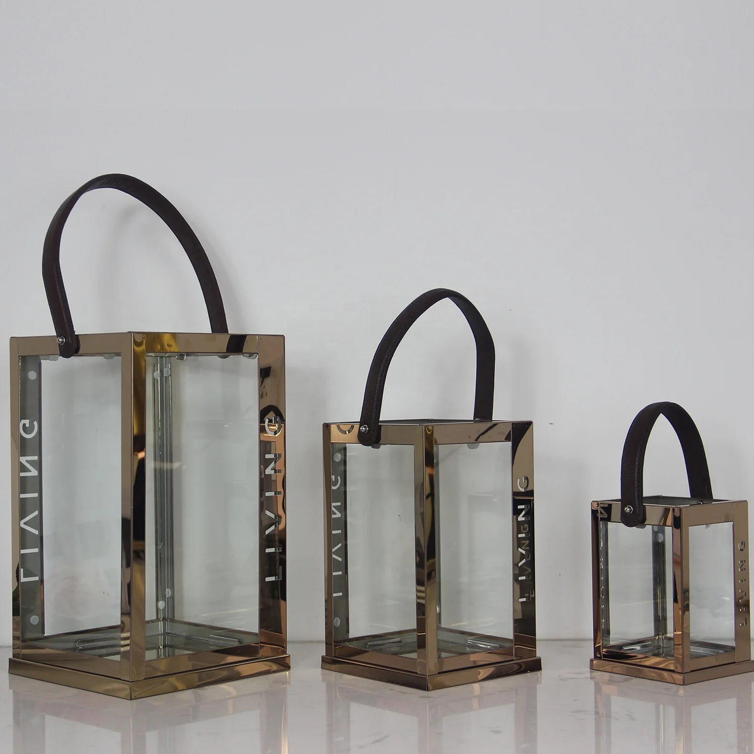 Wedding Decoration  High Quality  Polished Lanterns Metal For Centerpiece Stainless Steel Candle Lantern